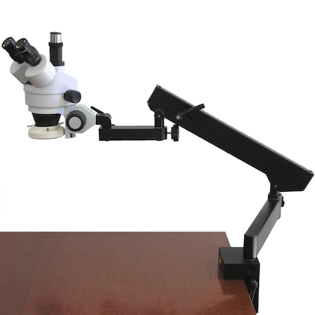 7X-45X Trinocular Stereo Microscope, Articulating Arm, Fluorescent Light, 10MP USB 3 Camera